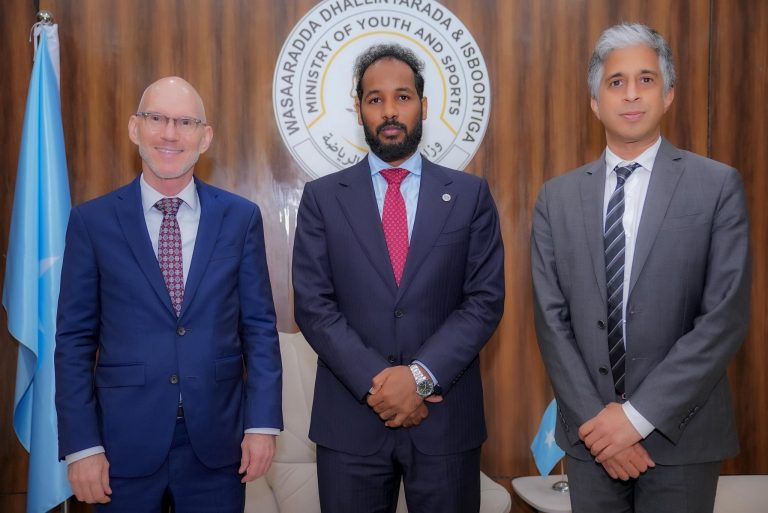 Ministry of Youth & Sports presents the 2023–2030 Youth Political Strategy to UN leadership. Youth to be the central pillar in peace, governance, climate action & development.